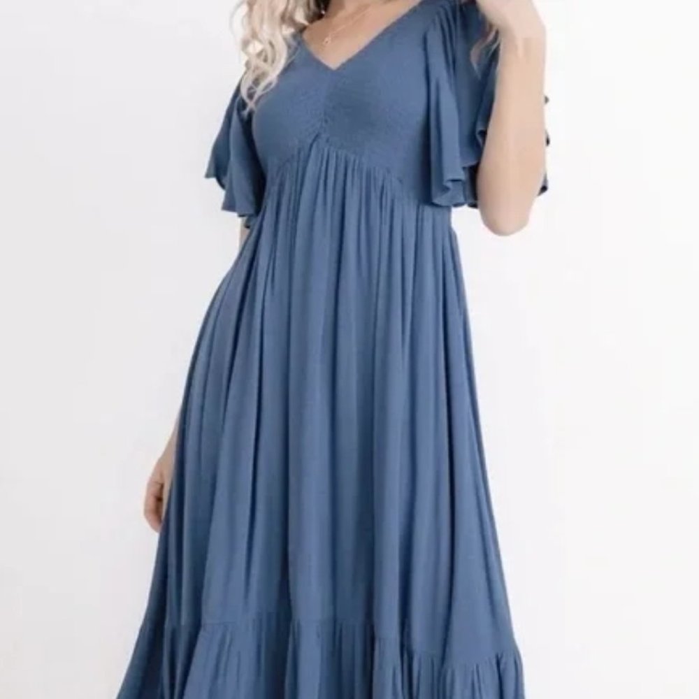 NWT - Beautiful Blue Bump Friendly Baltic Born Midi Dress